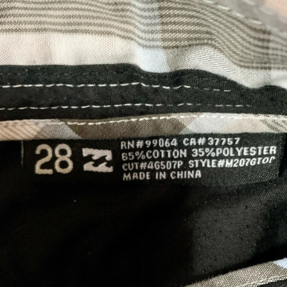 BILLABONG Gray, Light Blue and White Plaid Shorts